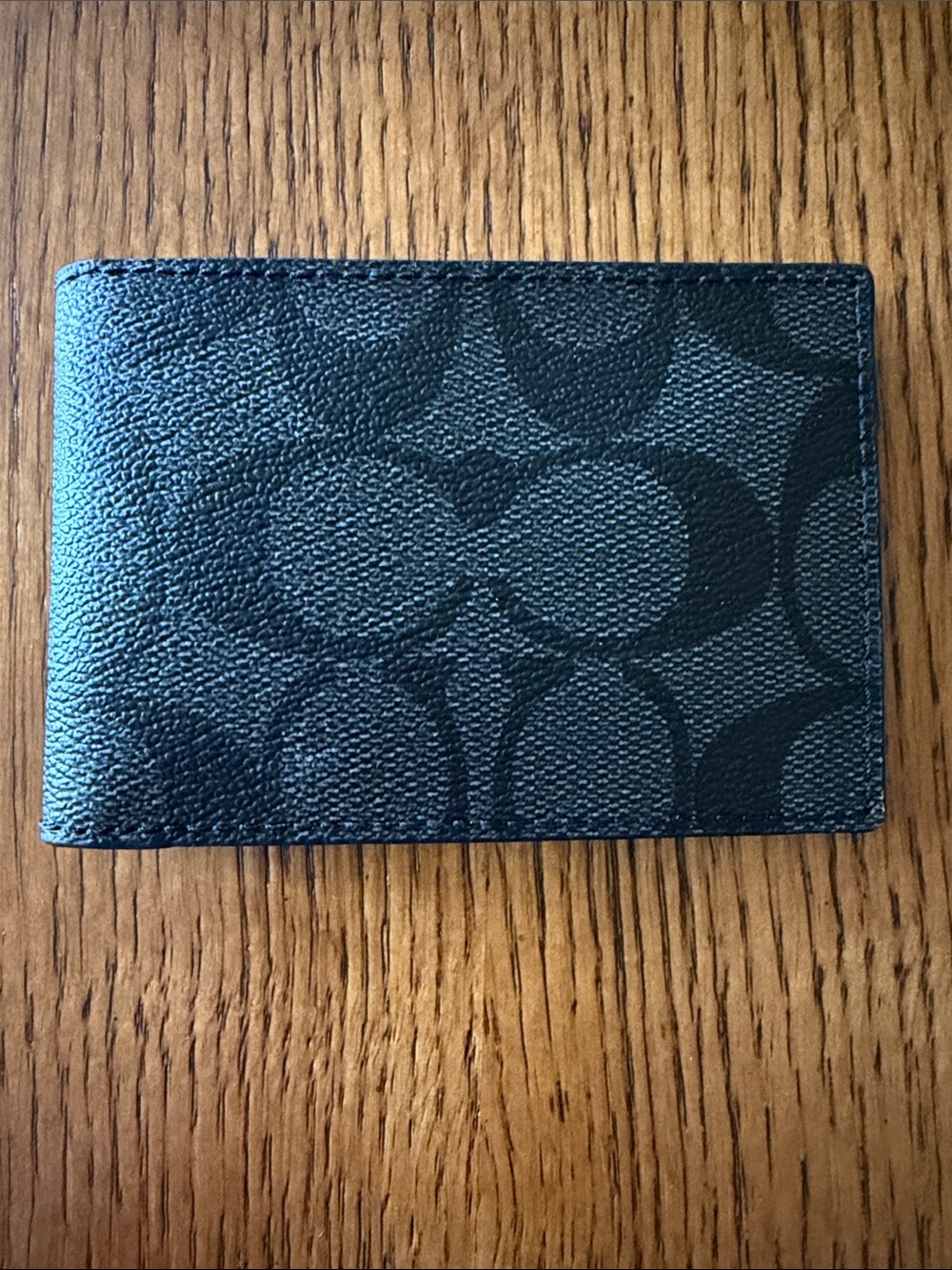 Coach Men's Signature Card Case Wallet in Black/Charcoal